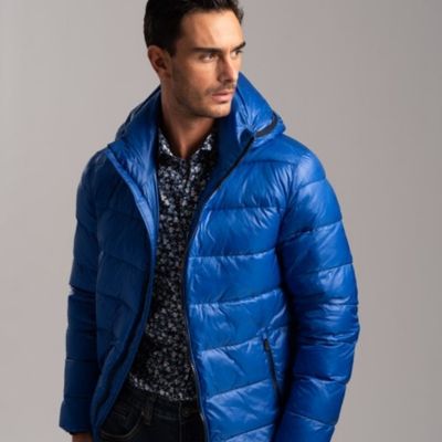 Giubbino uomo trapuntato TECNO tessuto reepstop bluette